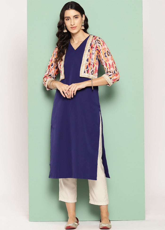 Navy Blue Readymade Cotton Kurti