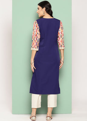 Navy Blue Readymade Cotton Kurti