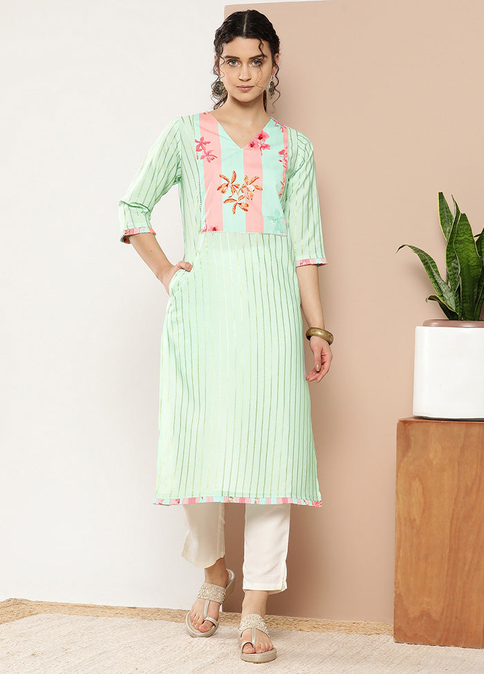 Sea Green Readymade Silk Kurti