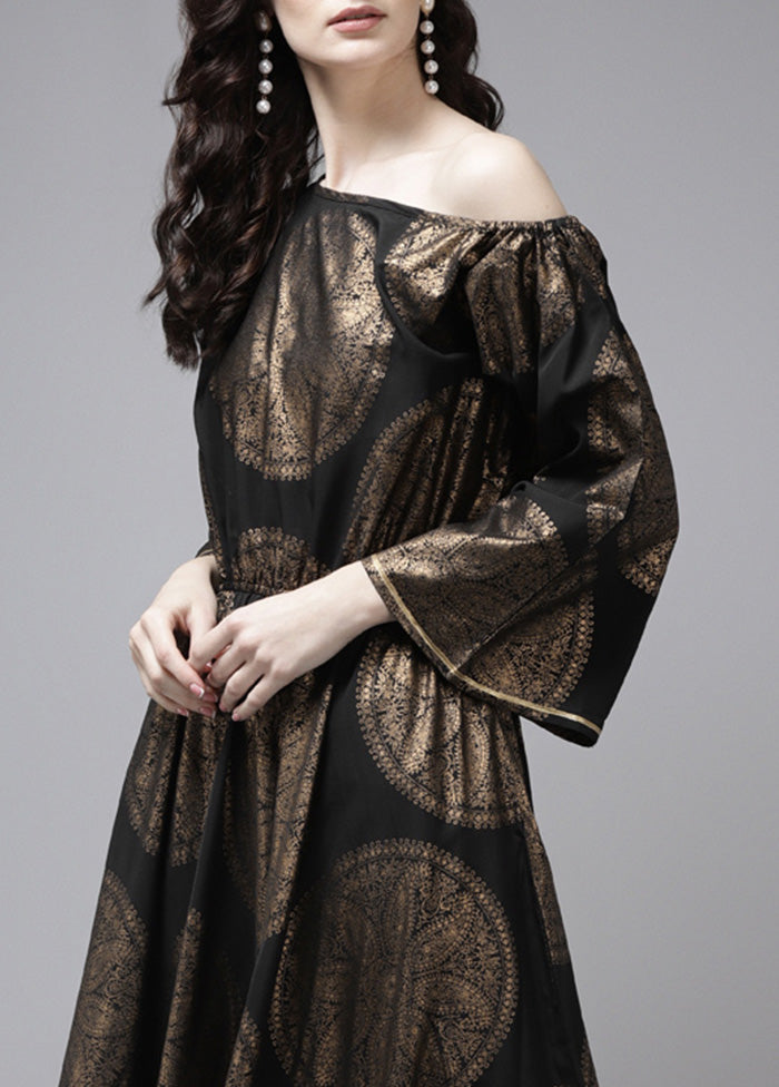 Black Readymade Silk Kurti