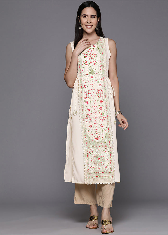 Off White Readymade Silk Kurti