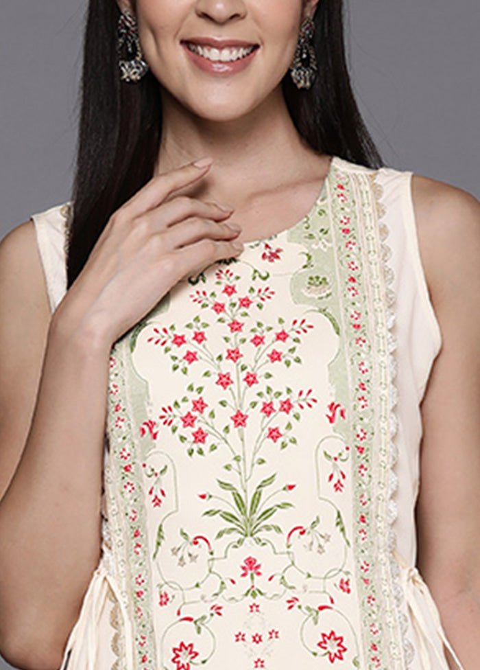 Off White Readymade Silk Kurti