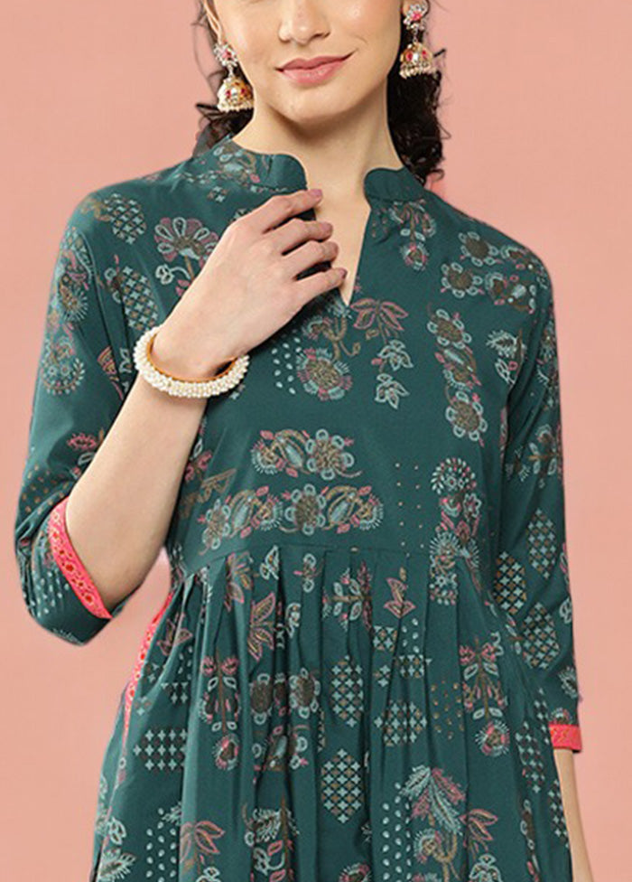 Green Readymade Silk Kurti