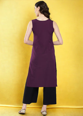 Burgundy Readymade Silk Kurti