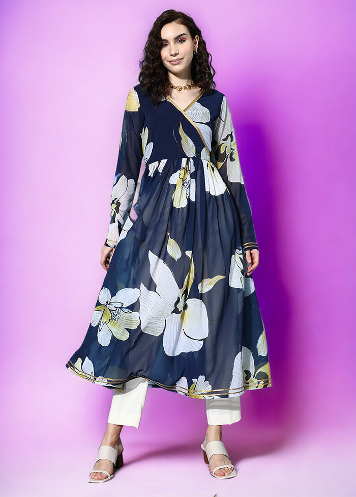 Navy Blue Readymade Georgette Kurti