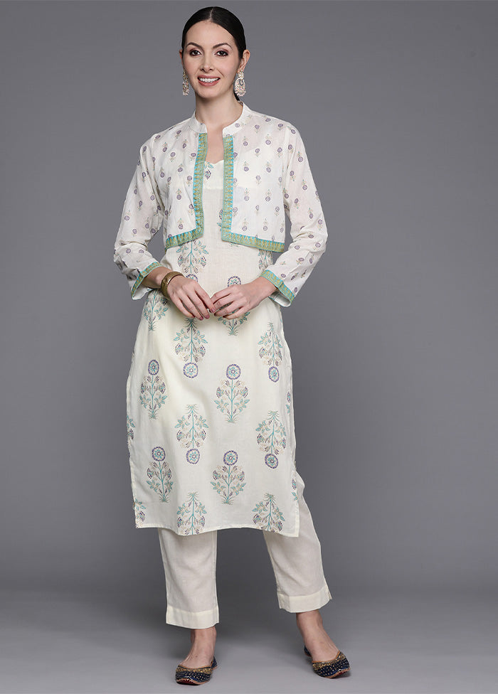 2 Pc Off White Pure Readymade Cotton Kurti Set