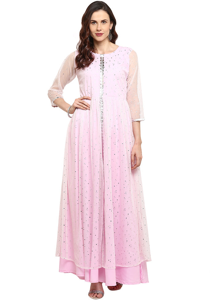 Light Pink Readymade Silk Kurti