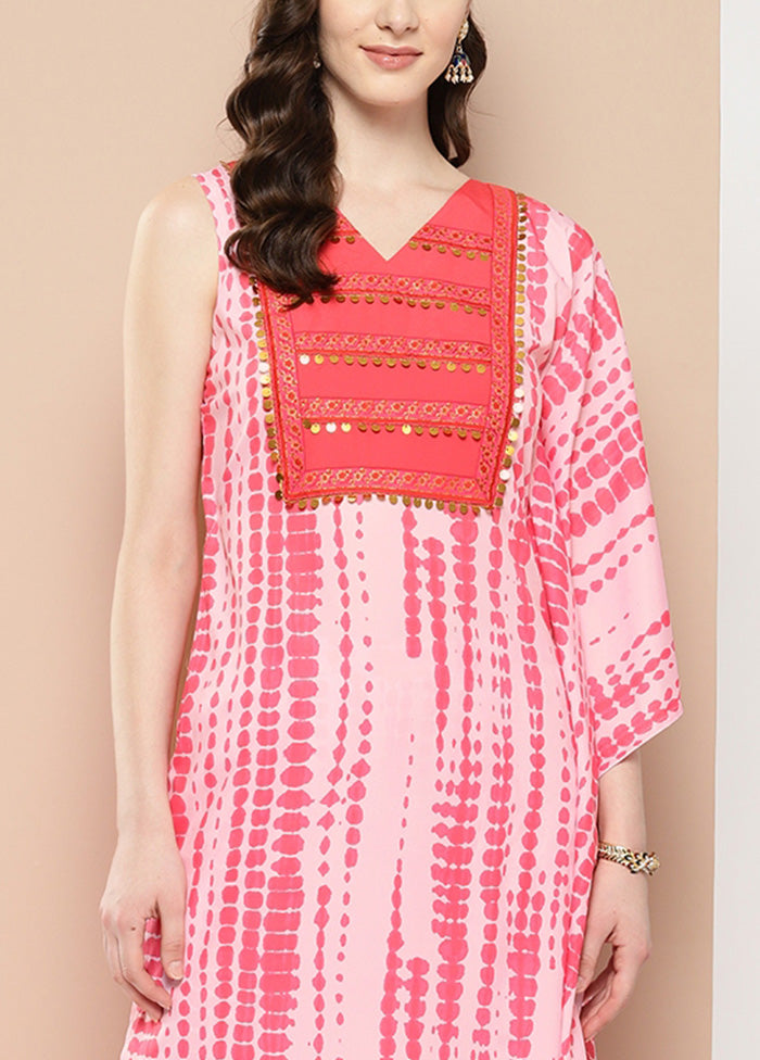 2 Pc Pink Readymade Silk Kurti Set