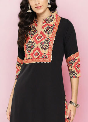 2 Pc Black Readymade Silk Kurti Set