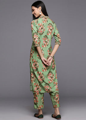 2 Pc Green Readymade Silk Kurti Set