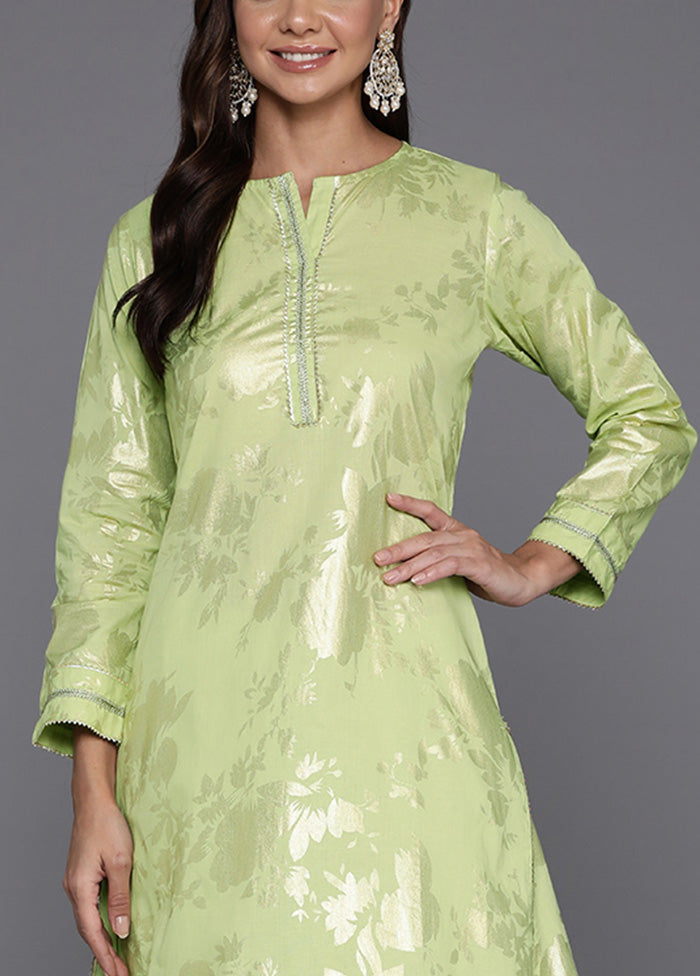 2 Pc Green Pure Readymade Cotton Kurti Set