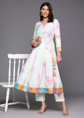 2 Pc White Readymade Silk Kurti Set