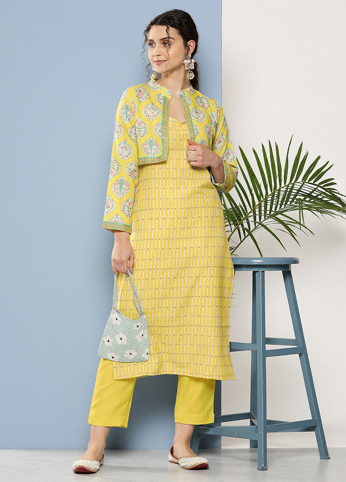 2 Pc Yellow Readymade Cotton Kurti Set