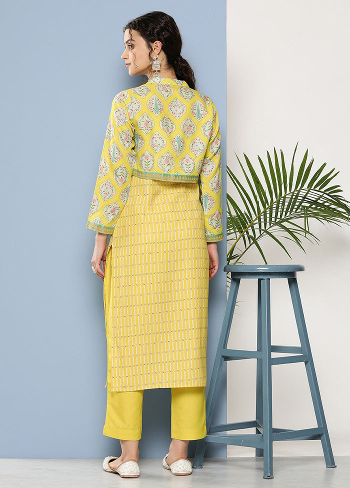 2 Pc Yellow Readymade Cotton Kurti Set