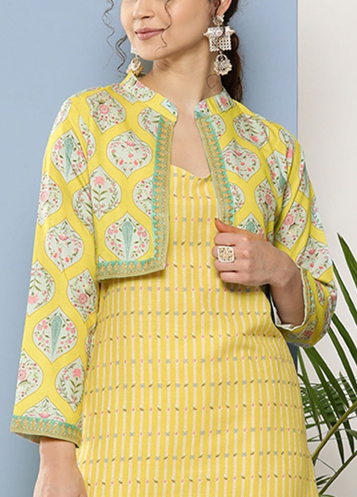 2 Pc Yellow Readymade Cotton Kurti Set