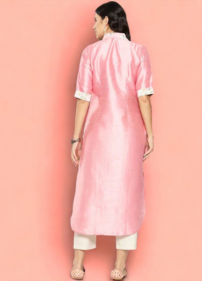 Pink Readymade Silk Kurti