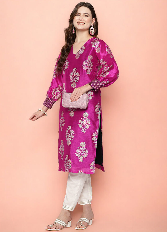 Purple Readymade Silk Kurti