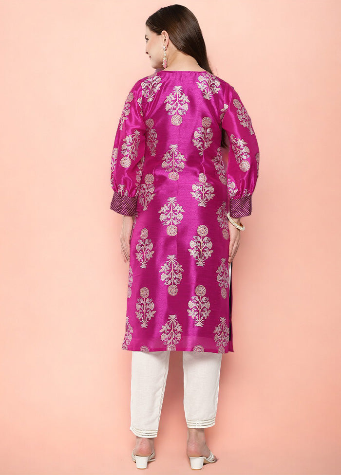 Purple Readymade Silk Kurti