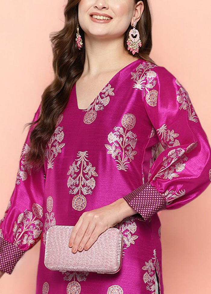 Purple Readymade Silk Kurti