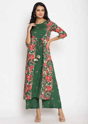 2 Pc Green Readymade Viscose Kurti Set