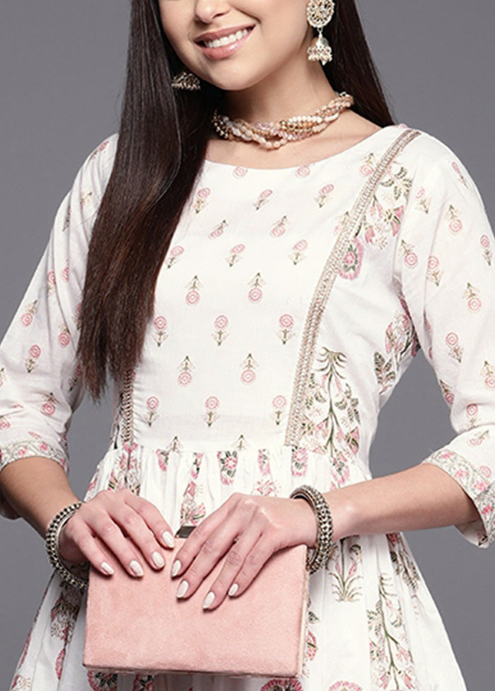 2 Pc Off White Pure Readymade Cotton Kurti Set