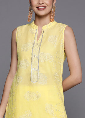 2 Pc Yellow Pure Readymade Cotton Kurti Set