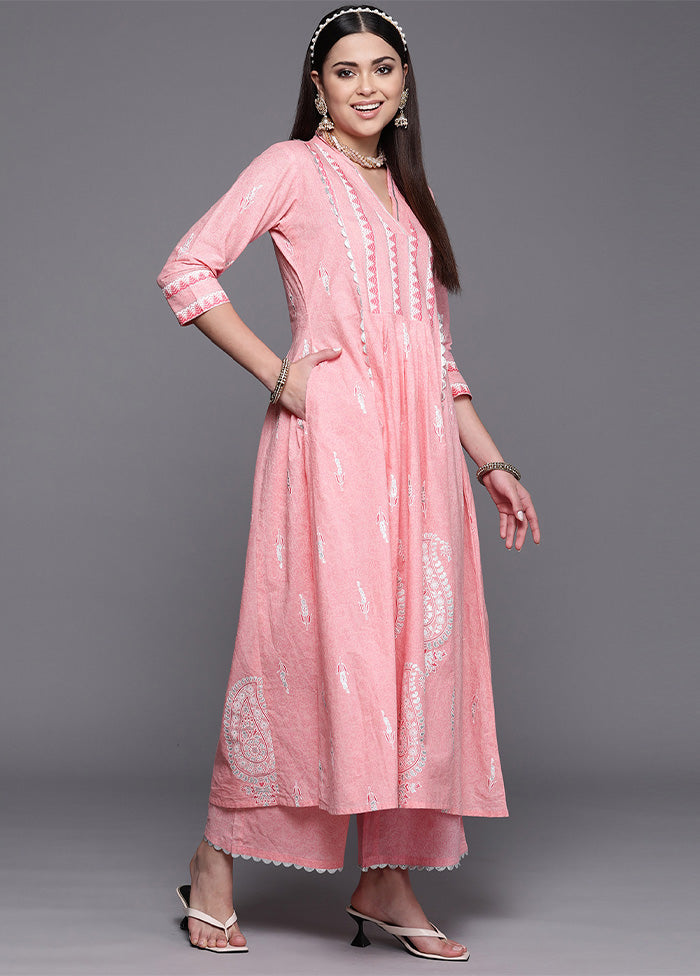 2 Pc Pink Pure Readymade Cotton Kurti Set