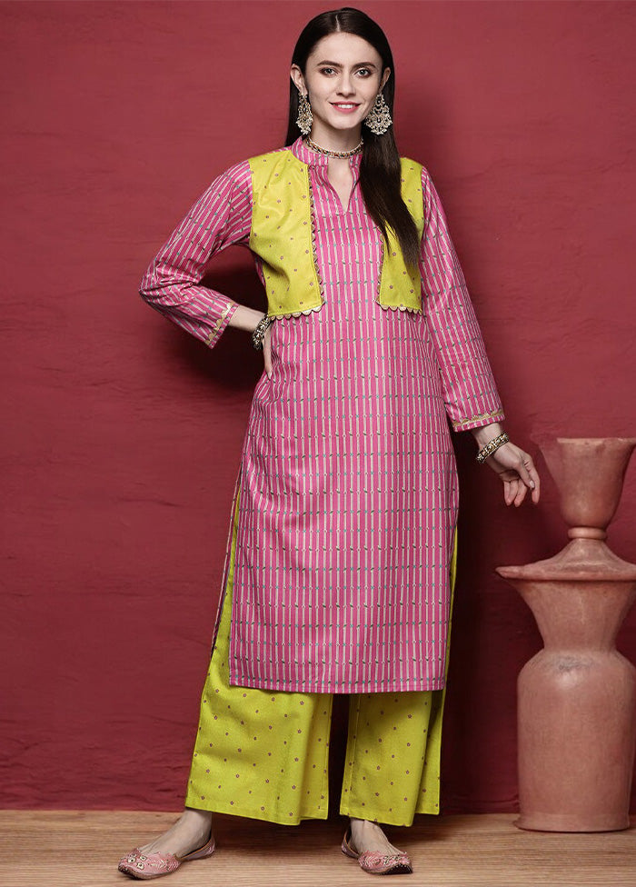 2 Pc Pink Readymade Velvet Kurti Set