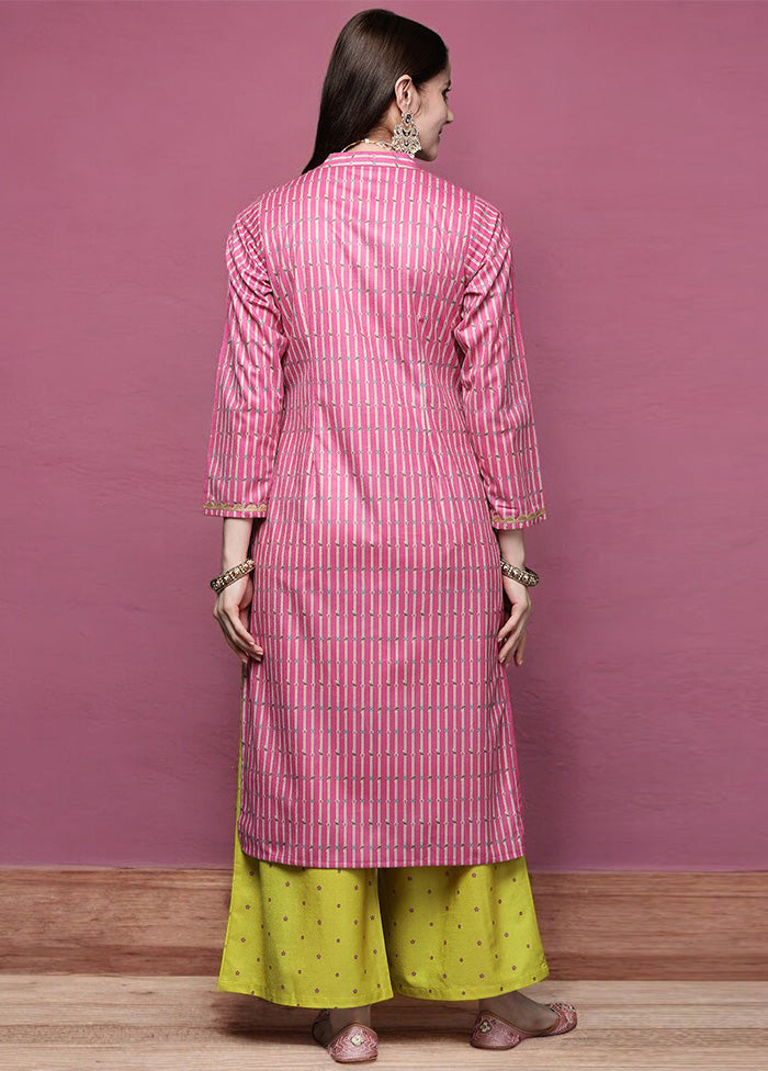 2 Pc Pink Readymade Velvet Kurti Set