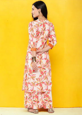 2 Pc Off White Readymade Silk Kurti Set