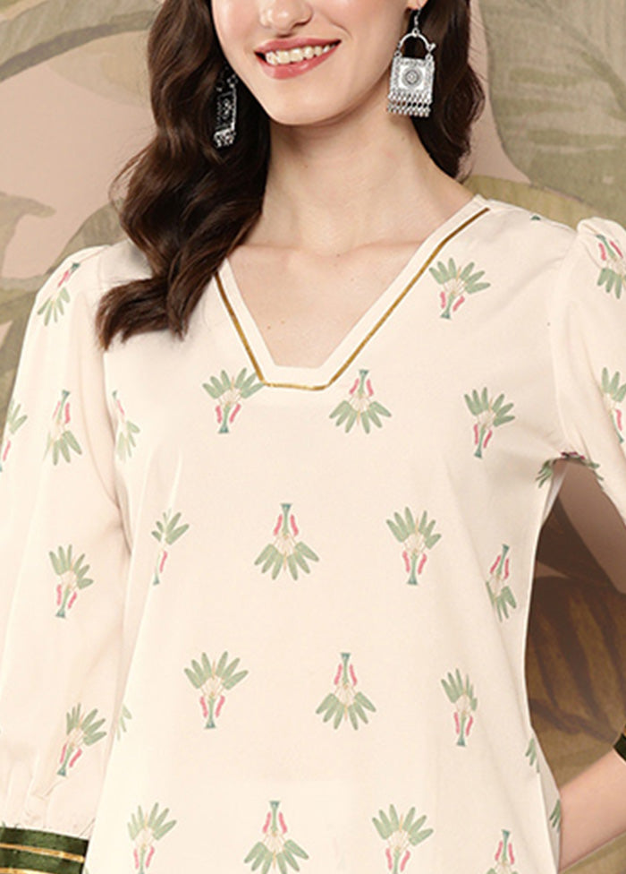 2 Pc Off White Readymade Silk Kurti Set