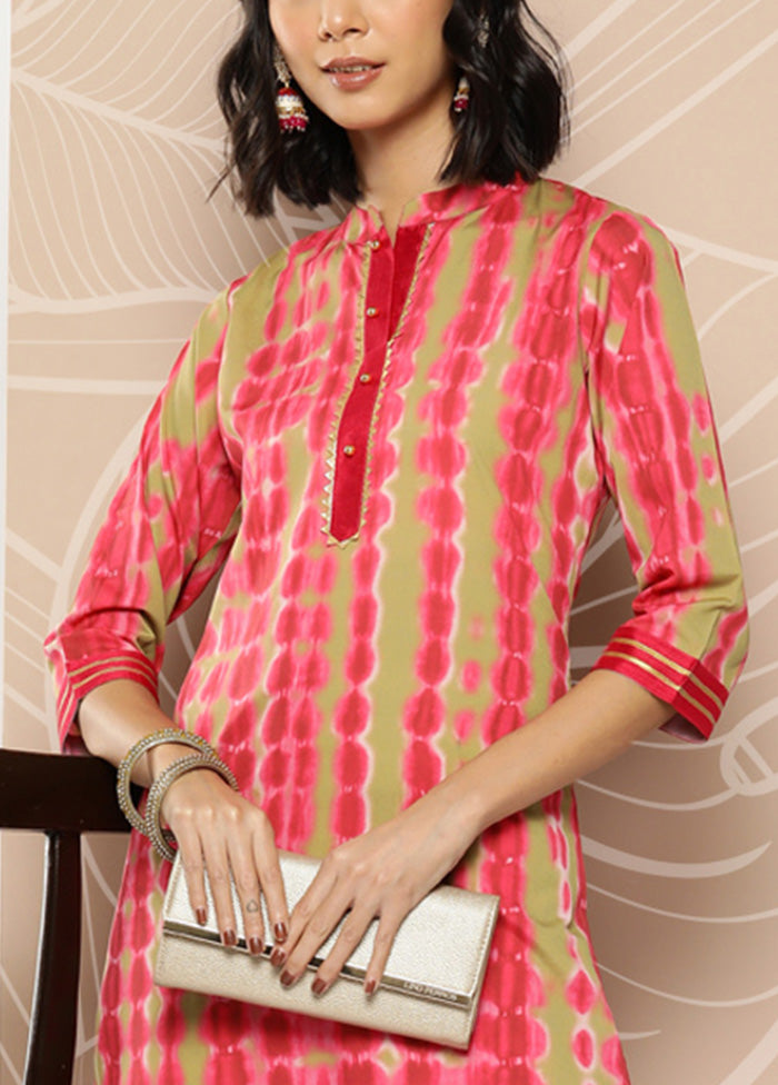 2 Pc Pink Readymade Silk Kurti Set