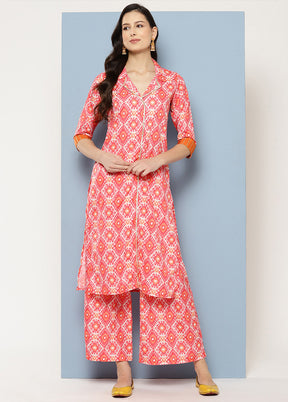 2 Pc Coral Readymade Silk Kurti Set