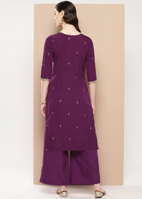 2 Pc Burgundy Readymade Silk Kurti Set