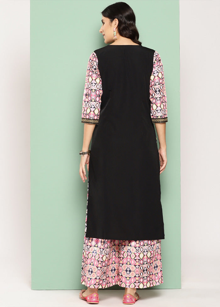 2 Pc Black Readymade Silk Kurti Set