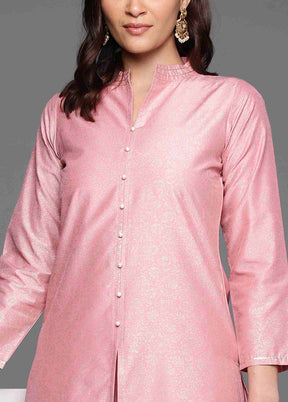 2 Pc Pink Readymade Silk Kurti Set