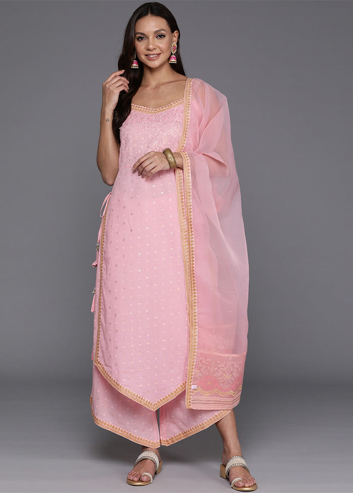 3 Pc Pink Pure Readymade Cotton Dupatta Suit Set