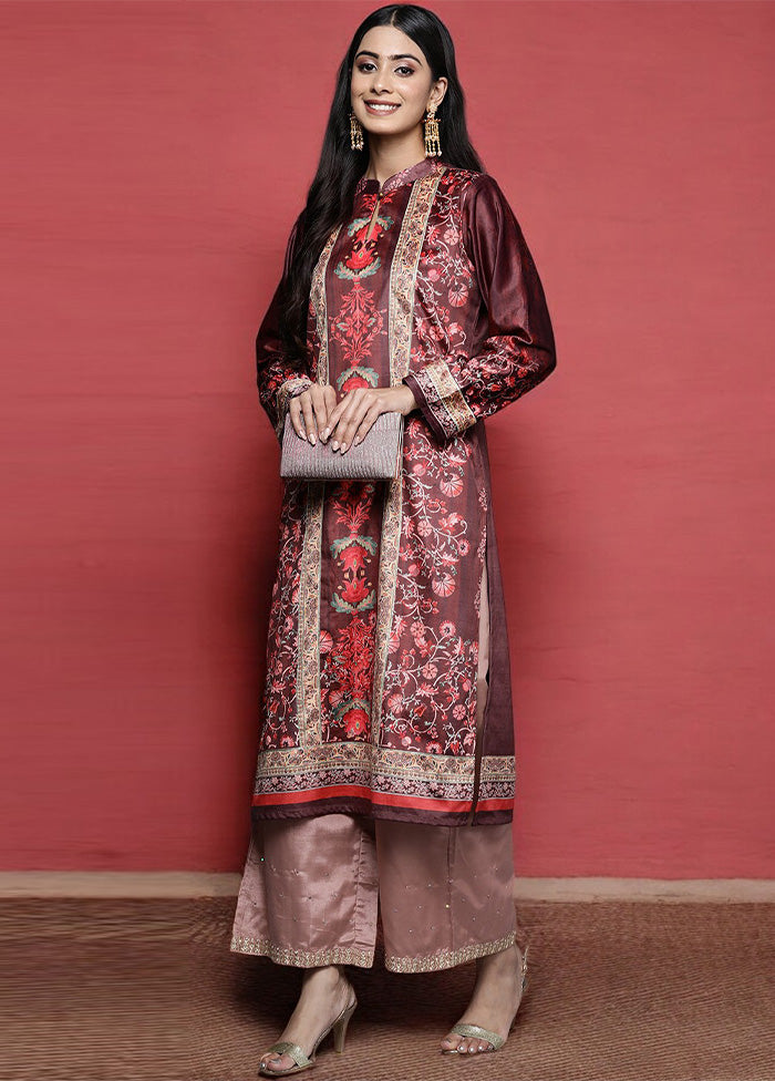 Burgundy Readymade Velvet Kurti