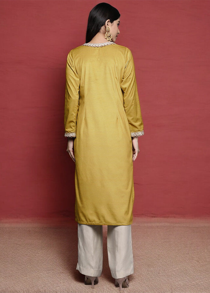 Mustard Readymade Velvet Kurti