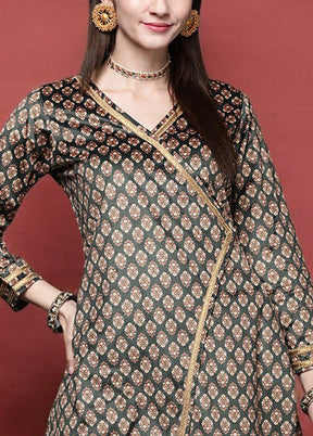 Green Readymade Velvet Kurti