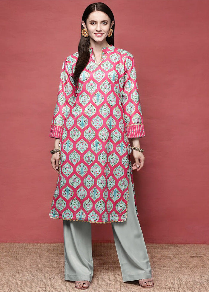 Pink Readymade Velvet Kurti