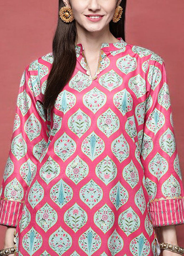 Pink Readymade Velvet Kurti