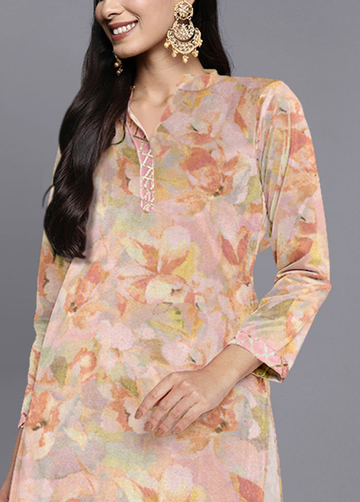 Pink Readymade Velvet Kurti