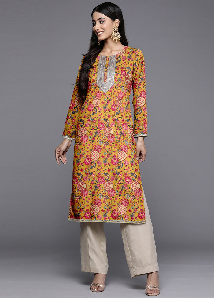 Mustard Readymade Velvet Kurti