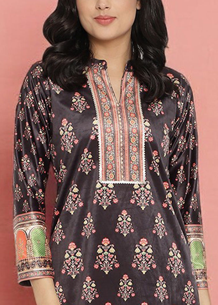 Black Readymade Velvet Kurti