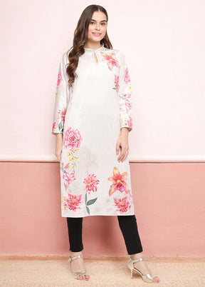 White Readymade Velvet Kurti