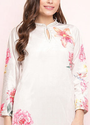 White Readymade Velvet Kurti