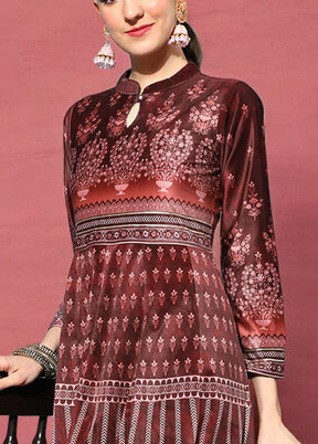 Wine Readymade Velvet Kurti