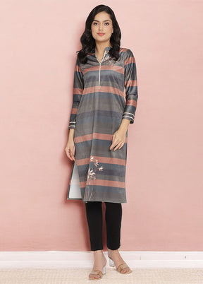 Grey Readymade Velvet Kurti