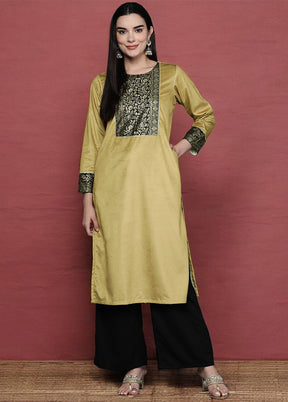 Mustard Readymade Velvet Kurti